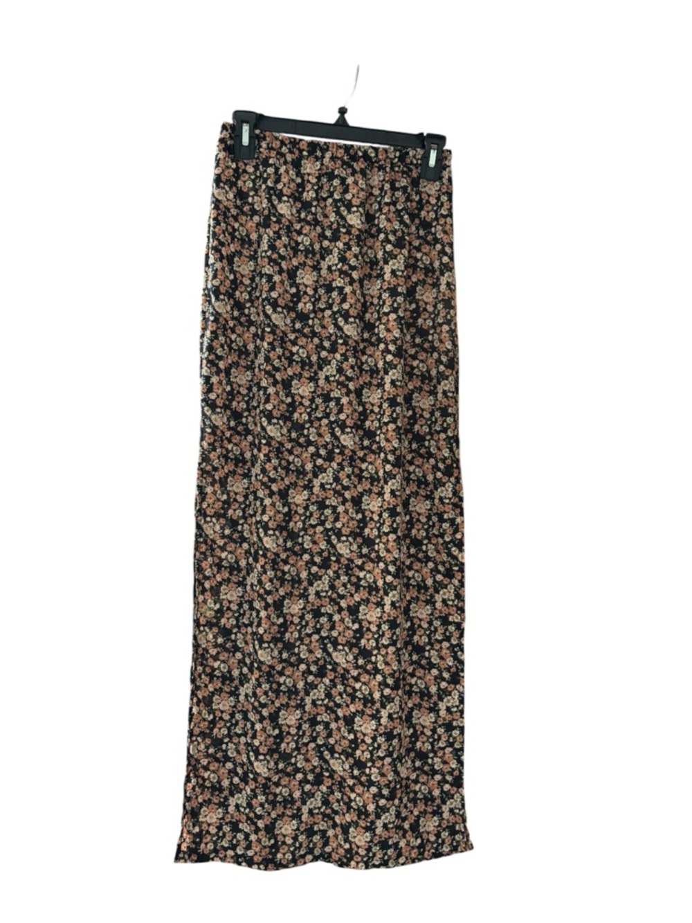 Floral Maxi Skirt - Black with Pink Floral Print
